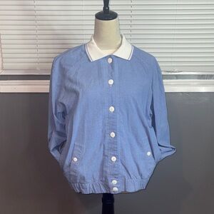 Teddi Blue Bomber Jacket with White Collar